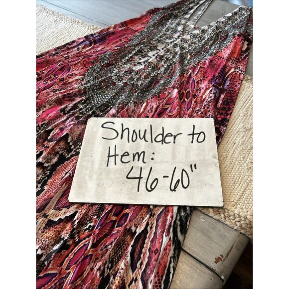 Asa Kaftans Pink Snake Print Kimono Robe Halter Dress w/ Scarf One Size Set - Picture 6 of 16